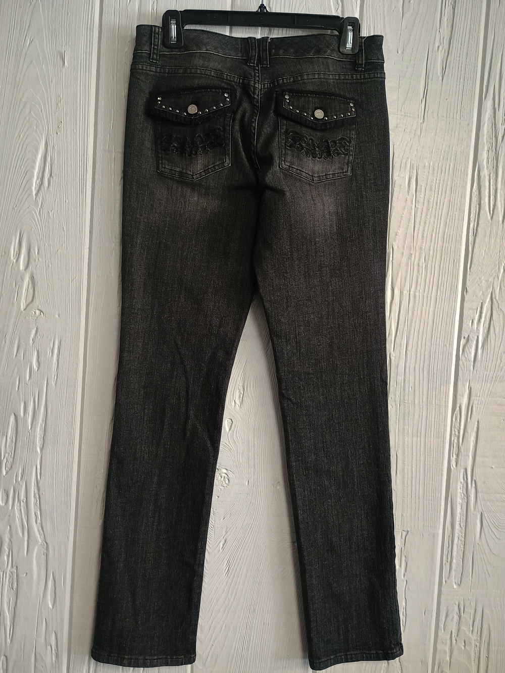 White House Black Market Women's Black Washed Straight Leg Jeans